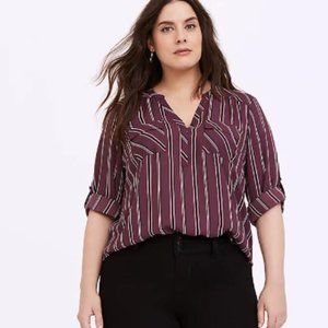 Torrid Mauve Purple Stripe Georgette Top 3X
